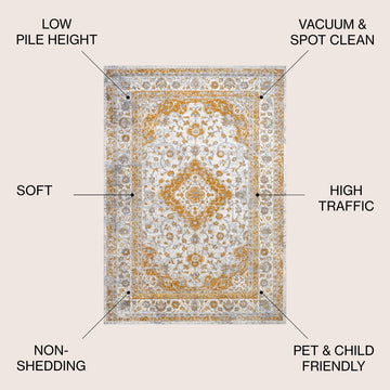 Indhira Ornate Medallion Persian Area Rug